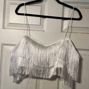 Shein White Fringe Two-Piece Outfit